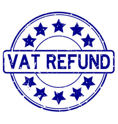 Grunge Blue Vat Refund Word With Star Icon Rubber