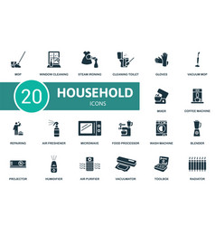 Household Icons Set Creative Icons Mop Window