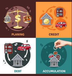 Debt Credit Concept 4 Flat Icons