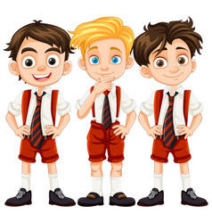 Group Of Boys Wearing School Uniform Cartoon