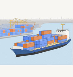 Port Logistics With Container Cargo On Ocean Ship