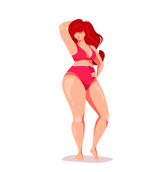 Attractive Overweight Woman In Pink Swimwear