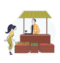 Farm Shop Concept Woman Buying Natural