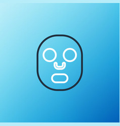 Line Facial Cosmetic Mask Icon Isolated On Blue