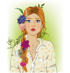 Beautiful Portrait Of Young Woman With Flowers