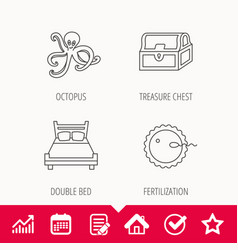 Fertilization Double Bed And Octopus Icons