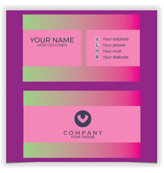 Business Card With Pink Flat Design Template