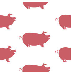 Pig Silhouette Seamless Pattern Pork Meat Smile