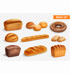 Realistic Bread Transparent Icon Set