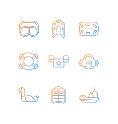 Swimming Lessons Gradient Linear Icons Set