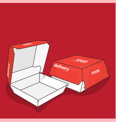 Burger Or Food Box Template With Opened Box