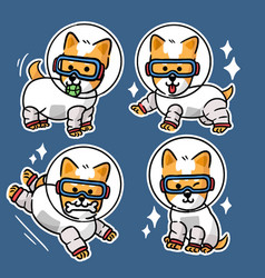 Funny Corgi Cub Playing As Astronaut Character