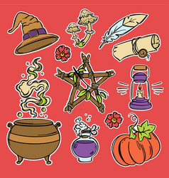 Halloween Sticker Set Occult Celestial Sketch