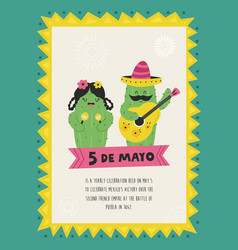 Holiday Design For Cinco De Mayo With Funny Cactus