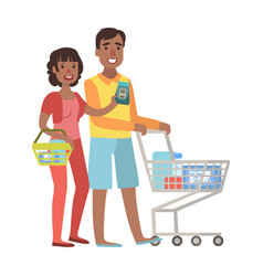 Man And Woman Shopping For Groceries