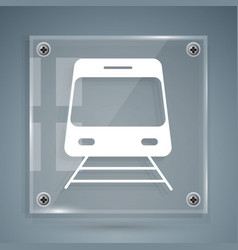 White Train And Railway Icon Isolated On Grey