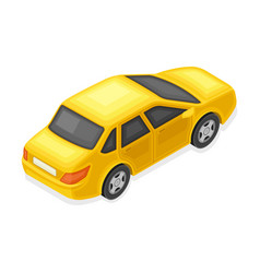 Yellow Sedan Or Saloon As Passenger Car And Urban