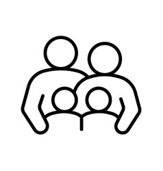 Family With Children Line Icon Kids Twins