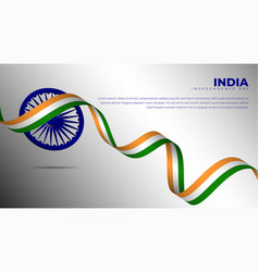 Waving India Flag Design And Blue Wheel For India