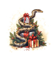 Christmas Snake On White Background