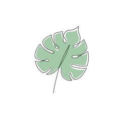 Line Monstera Leaf Art One Continuous Art