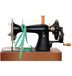 Vintage Manual Sewing Machine With Measuring Tape