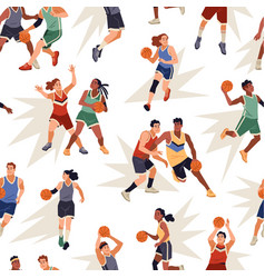 Basketball Seamless Pattern Cartoon Sport Players