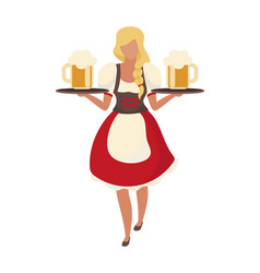 Blonde Waitress With Beer Semi Flat Color