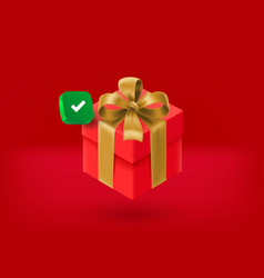 Gift Box Icon With Checkmark Pictogram 3d