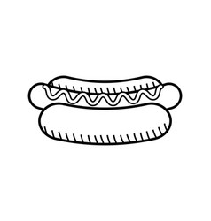 Hotdog Retro Line Icon Hot Dog