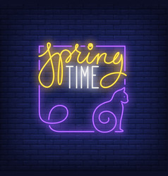 Spring Time Neon Sign With Cat