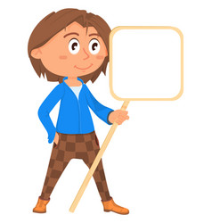 Student Hold Banner Cartoon Kid With Blank