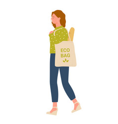 Young Woman Using Eco Bag