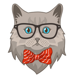 Cat In Glasses With Butterfly Tie Cute