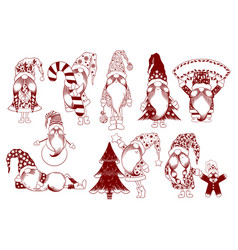 Christmas Clipart With Cute Hand Drawn Gnomes