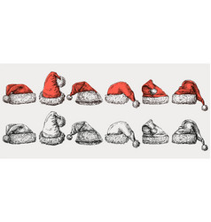 Collection Of Different Sketches Red Santa Claus