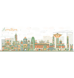 Abstract Amritsar Skyline With Color Buildings