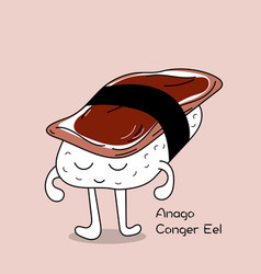 Anago Sushi Or Conger Eel Sushi Cartoon