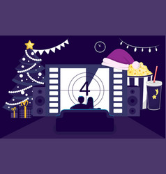 Christmas Movie Young Couple Watching New Year