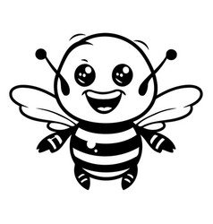 Cute Cartoon Bee Character Isolated On Yellow