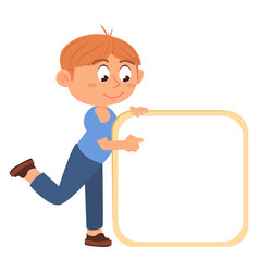 Smiling Kid With Empty Board Cartoon Boy Hold