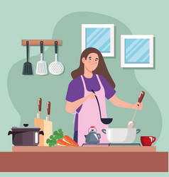 Woman Cooking With Vegetables