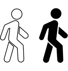 A Person Walking Or Walk Sign Flat And Linear Set