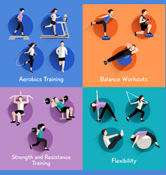 Fitness 4 Flat Icons Square Banner