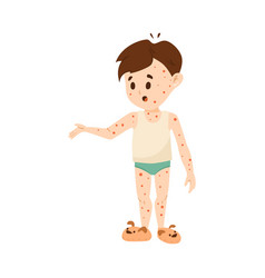 Sad Sick Boy With Chicken Pox Cartoon