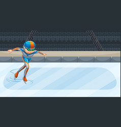 Background Scene With Athletes Doing Iceskating