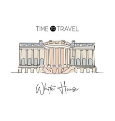 One Continuous Line Drawing White House Landmark