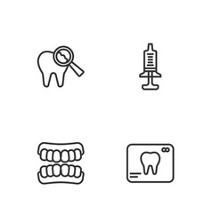 Set Line X-ray Of Tooth Dentures Model Broken