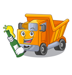 With Beer Character Truck Dump On Trash