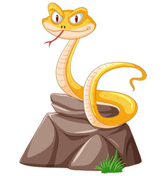 Cartoon Snake Sitting Atop A Stone Looking